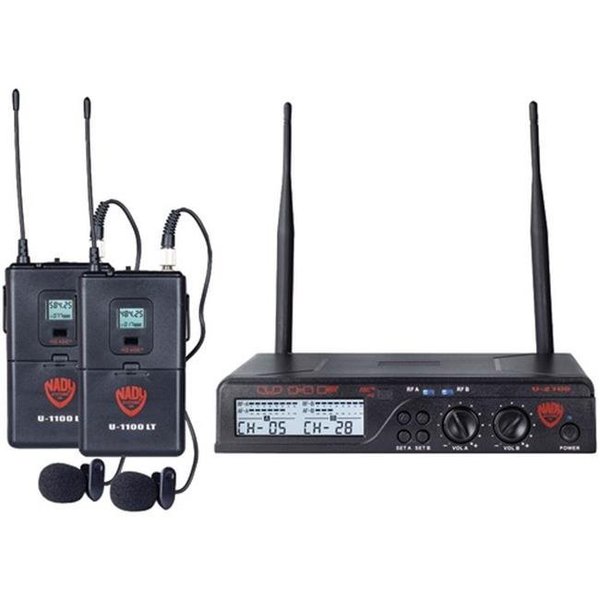 Nady Nady NDYU2100LTOAB Uhf Dual 100-Channel Wireless Lavalier Handheld Microphone System NDYU2100LTOAB